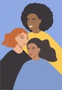 vector illustration in a flat style on the theme of female friendship, sisterhood. Royalty Free Stock Photo